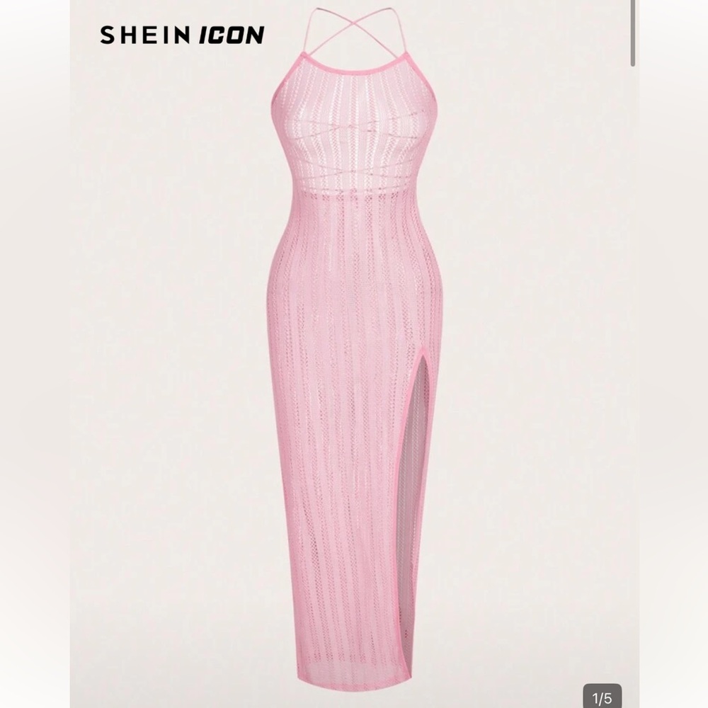 Shein Pink Maxi Dress vacation dress